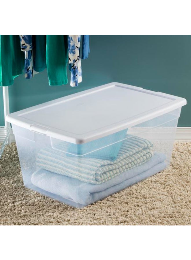 Sterilite Rectangular Stackable Storage Box Clear and White 85.1 Liter 16668004 - Image 3